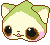 peach shaped green cat head