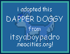 certificate, i adopted this dapper doggy from  itsyaboypedro.neocities.org