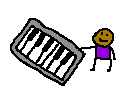 guy in purple shirt playing piano