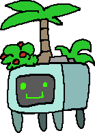 monitor with legs and plants growing out of it